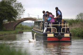 Family boating holiday